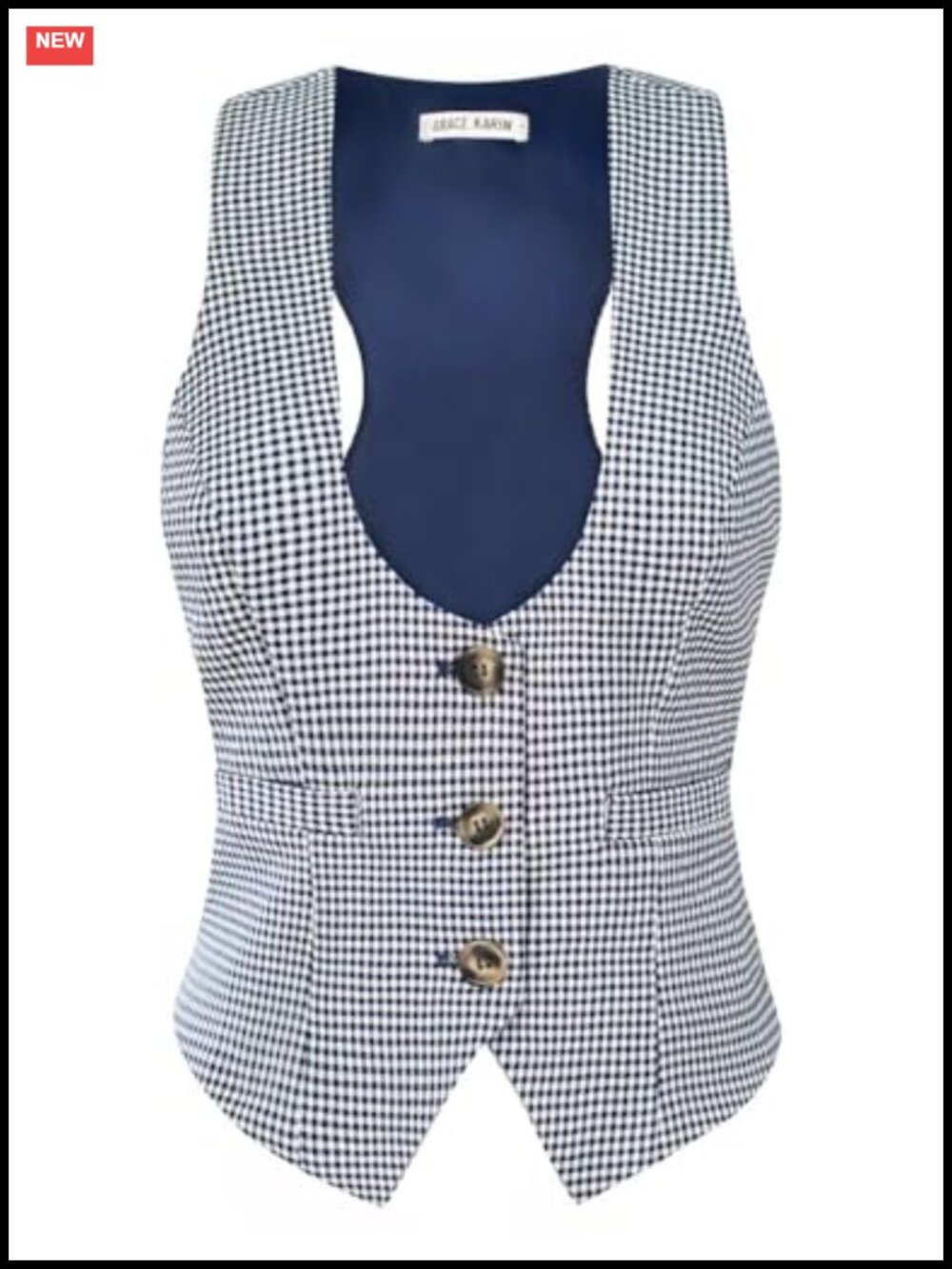 Women's Sleeveless Button Waistcoat Suit Vest Top for Work Office